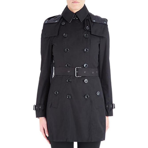 BURBERRY/博柏利20春夏 女裝 服裝 羊毛經(jīng)典牛角扣毛呢連帽中長款 女士大衣外套