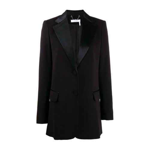 Chloe/克洛伊  女裝 服飾 黑色混紡商務(wù)時尚單排扣中長款西裝外套女士夾克