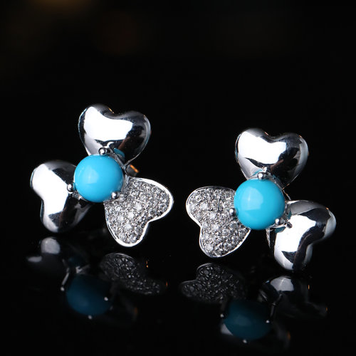 ZHUGONG/珠宮【新品美人松】美國睡美人原礦天然無優(yōu)化綠松耳釘意大利工藝設(shè)計(jì)