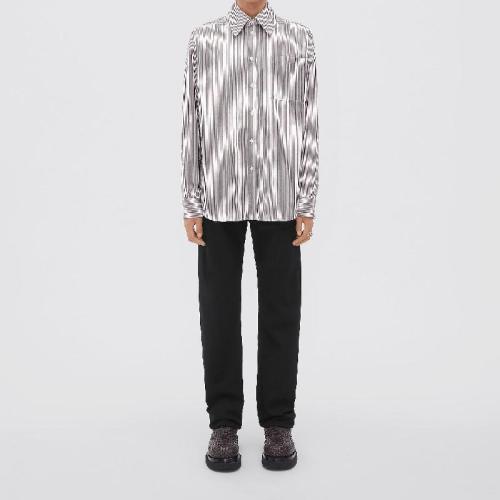  BV葆蝶家 22年秋冬 男士 長袖襯衫 chemise en coton compact a rayures 720688V2AQ02585