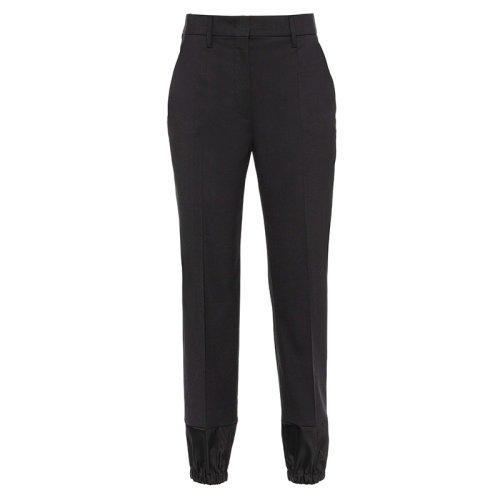 PRADA/普拉達(dá)  女士黑色彈力色織席紋綢長(zhǎng)褲P286E_1ZE1_F0806_S_212