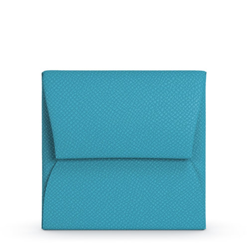 HERMES/愛(ài)馬仕 Bastia系列 女士北方藍(lán)小牛皮按扣閉合錢包卡片夾H264142AA00