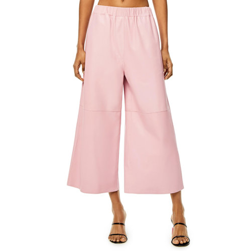 LOEWE/羅意威 22年春夏新款 女士牡丹粉色納帕羊皮革九分長褲S540Y54L28-7040