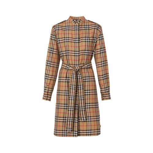 BURBERRY/博柏利 女士經典格紋棉質長袖連衣裙 8048728
