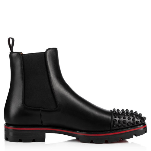 Christian Louboutin/克里斯提魯布托 男士黑色小牛皮（Melon Spikes）是短靴3181222B026