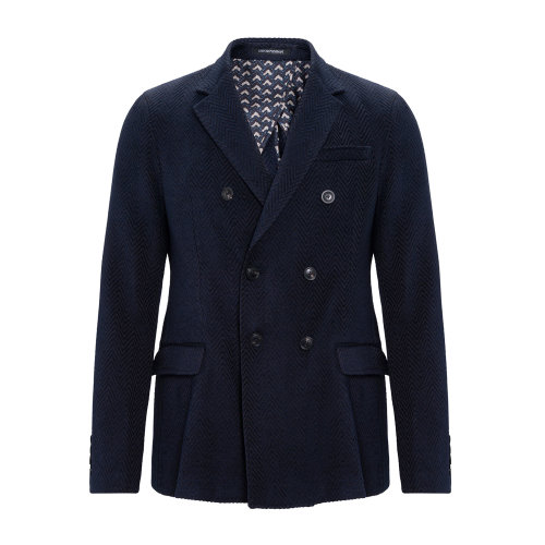 Emporio Armani 男士 灰藍(lán)拼色 休閑西裝夾克  91G94S-91S13-922