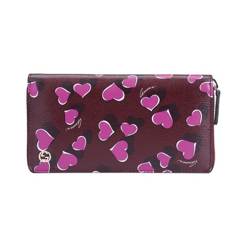 GUCCI/古馳  古琦女士酒紅色皮革長款拉鏈錢包 309705 AV61G 5009 HKY0011N