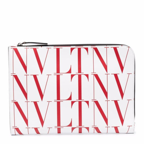 Valentino/華倫天奴 男士拼色皮質(zhì)經(jīng)典字母徽標(biāo)印花鉚釘狀好似拉鏈開合手拿包公文包男包 WY2B0457-GTC-CG9【預(yù)售3-4周發(fā)貨】