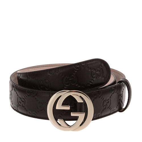 GUCCI/古馳 男士棕色牛皮經(jīng)典雙G板扣式皮帶腰帶 370543-CWC1G-2140