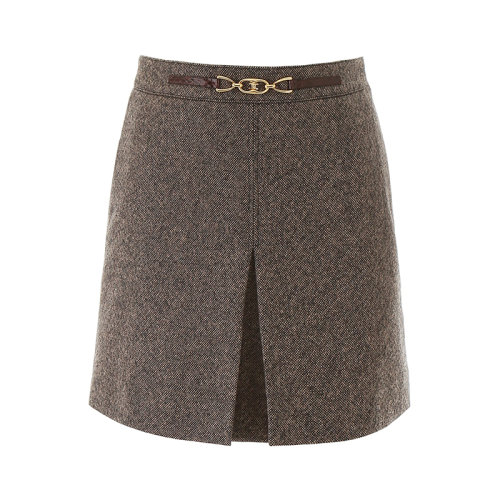 CELINE/賽琳  思琳女裝  女士黑駝色織物經典時尚百搭半身裙 2J121948E.38NC