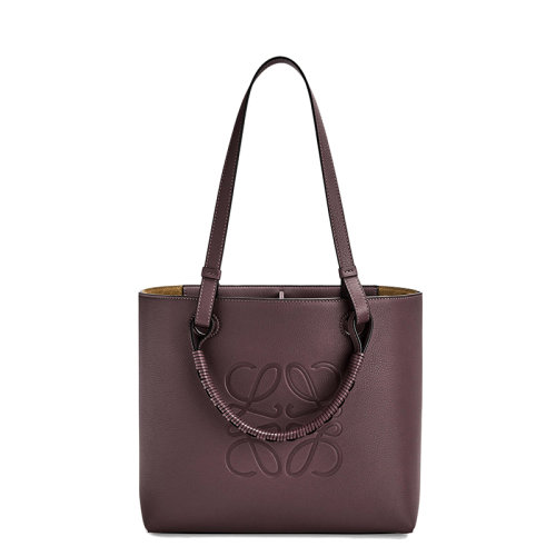 LOEWE/羅意威  女士小號徽標(biāo)壓花紫色小牛皮單肩手提托特包0010640795