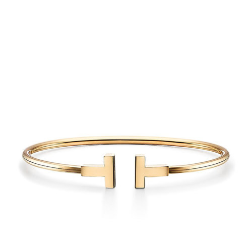Tiffany & Co./蒂芙尼 經(jīng)典Tiffany T系列 18K金黃金T形圖案Wire精致手鐲GRP07790