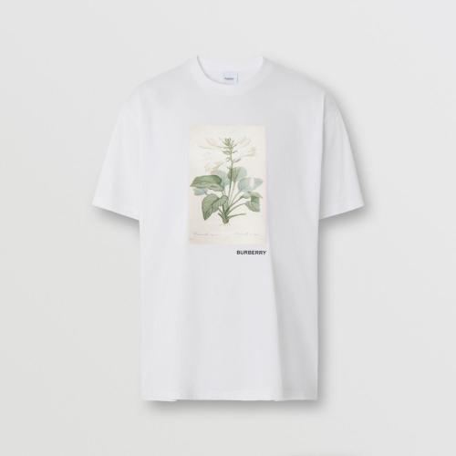  BURBERRY 22年秋冬 女士 植物素描印花棉質(zhì)寬松 T 恤衫 80565811