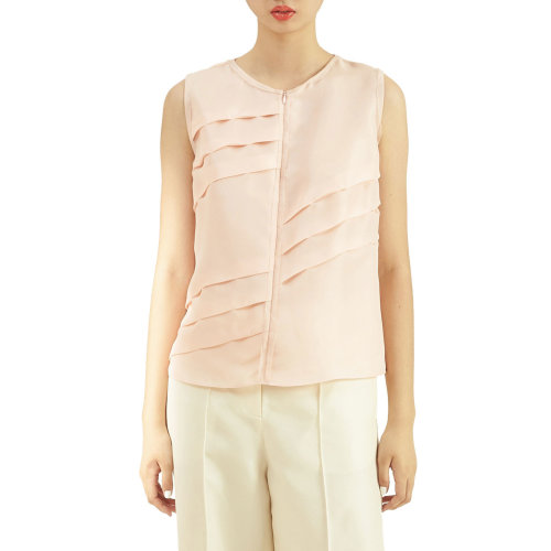 nisiss/怡夕斜紋拼接圓領(lǐng)無(wú)袖上衣女裝定制n162wf49