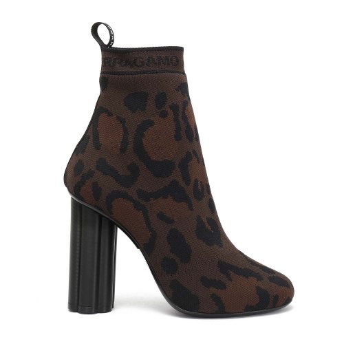 Salvatore Ferragamo/菲拉格慕 混色 女士高跟及踝靴 694259-01N770-CAPO X5P-7AAX5C [斷碼]