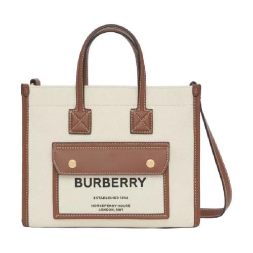  BURBERRY 22年秋冬 女士 迷你雙色帆布拼皮革 Freya 包 80441431 預(yù)定商品1-3周發(fā)貨