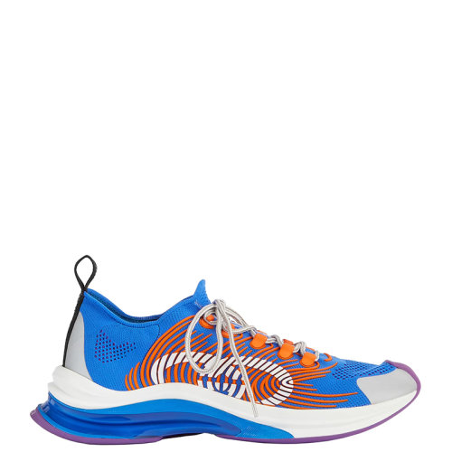 GUCCI/古馳 22年早春新款 Run系列 男士藍(lán)色平紋針織織物互扣式雙G印花運(yùn)動(dòng)鞋680893UFE108880