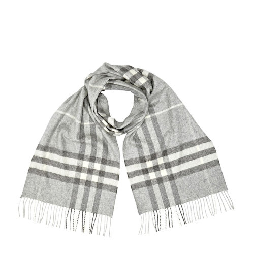 BURBERRY/博柏利 男女同款 中性淺白色經(jīng)典格紋印花時(shí)尚流蘇裝飾圍巾圍脖 8015532