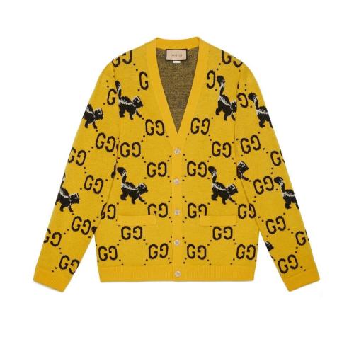  GUCCI古馳 22年秋冬 男士 GG和鼬提花羊毛針織開衫 716113 XKCL2 7218