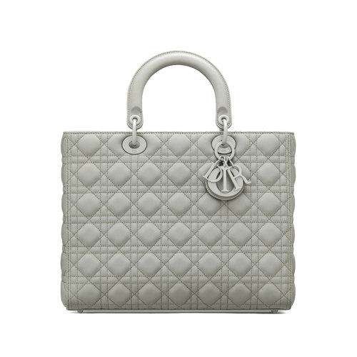 DIOR/迪奧 20 LADY系列 灰色啞光小牛皮大號手提包 M0566ILOI_M41G
