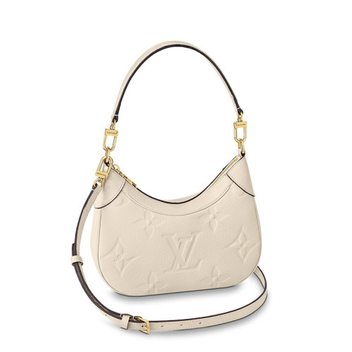 Louis Vuitton/路易威登 22春夏新款BAGATELLE系列 女士白色老花壓紋粒面牛皮革金扣配可拆卸肩帶單肩斜挎手提包M46099