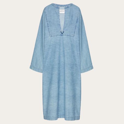  VALENTINO華倫天奴 22年秋冬 女士 連衣裙 CAFTAN LONG EN CHAMBRAY DENIM XB3DB01L72P508