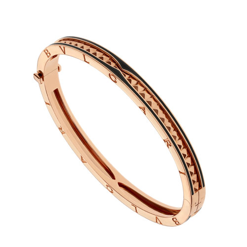 BVLGARI/寶格麗 B.ZERO1系列 18K金玫瑰金黑色陶瓷裝飾優(yōu)雅手鐲357570