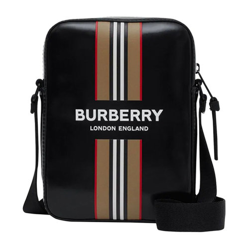 BURBERRY/博柏利 標(biāo)志性Icon條紋徽標(biāo)印花時(shí)尚 帆布/配皮 斜挎包  80300161