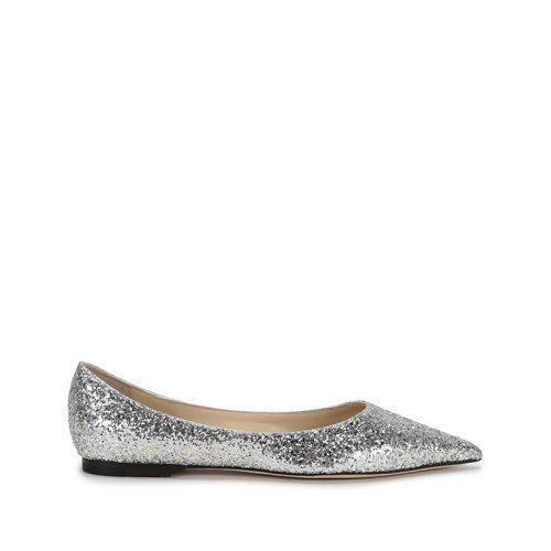Jimmy Choo/周仰杰 女士閃光面料尖頭鞋平底鞋 LOVE FLAT LDD