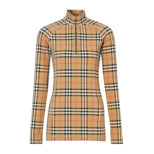 Burberry 巴寶莉 女裝 服飾 棕色格紋時尚翻領(lǐng)長袖女士襯衫 8024572經(jīng)典格紋