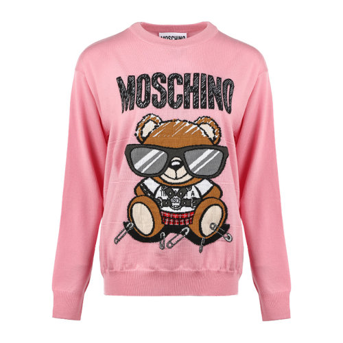 MOSCHINO/莫斯奇諾21新品嘻哈泰迪熊圖案套頭女士針織衫/毛衣A093155081