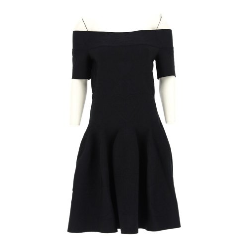  Alexander McQueen/亞歷山大麥昆 女士黑色粘膠纖維連衣裙裙子 667771 Q1AVA 1000 PLFSX