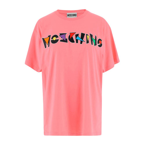 MOSCHINO 莫斯奇諾 女士服裝  圓領(lǐng)字母LOGO印花棉質(zhì)短袖T恤 女士短袖T恤