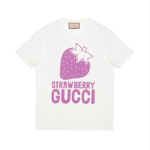 GUCCI/古馳 女士白色棉質(zhì)印花裝飾圓領(lǐng)短袖上衣T恤 548334-XJDWG-9275