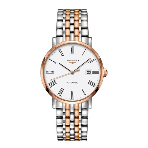 LONGINES/浪琴  博雅系列 自動機械表白盤羅馬數字精鋼玫瑰金男表39毫米L4.910.5.11.7