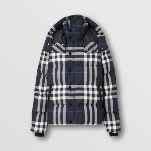  BURBERRY 22年秋冬 男士 可拆卸連帽夜色格紋羽絨服 80592121
