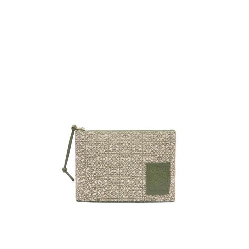  LOEWE羅意威 22年秋冬 女士 手拿包 Oblong pouch in Anagram jacquard and calfskin C604C63X
