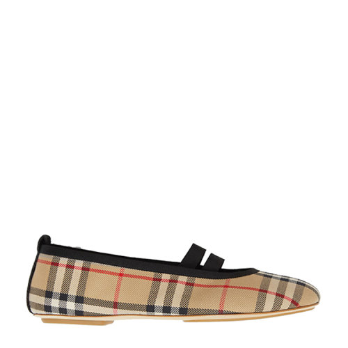 BURBERRY/博柏利 徽標細節(jié) Vintage 格紋棉質(zhì)芭蕾鞋平跟鞋80380561