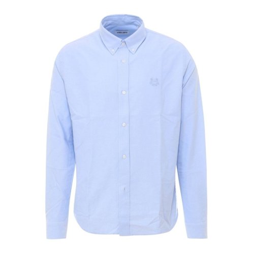 KENZO/高田賢三  凱卓男裝 時(shí)尚簡約 男士藍(lán)色棉質(zhì)長袖襯衫 5CH4001LD.63