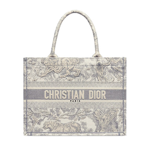DIOR/迪奧 BOOK TOTE系列 灰色Toile de Jouy花紋刺繡帆布小號(hào)手提托特包 M1296ZTDT_M932