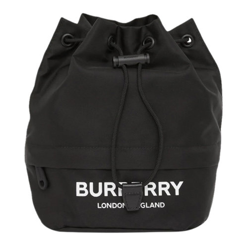 BURBERRY/博柏利 女士黑色徽標(biāo)印花ECONYL?抽繩包女包 8032188