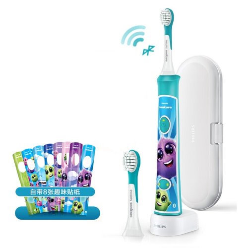 Philips/飛利浦 電動牙刷 智能APP藍(lán)牙版 兒童聲波震動自動牙刷(自帶刷頭*2) HX6322/29旅行版【讓你的寶寶愛上刷牙】