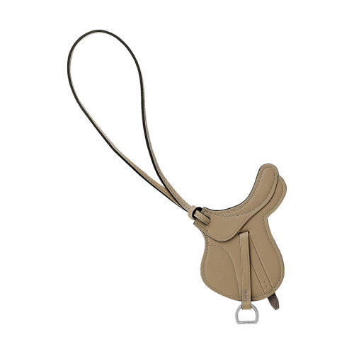 HERMES/愛馬仕 女士淺褐色小牛皮馬鞍包包配件H075351CA14