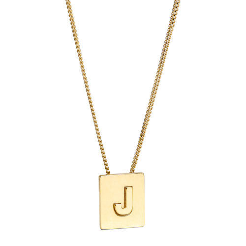 CELINE/賽琳 經(jīng)典款A(yù)LPHABET系列 男女同款金色飾面黃銅字母J墜飾項(xiàng)鏈46N0J6BRA.35OR