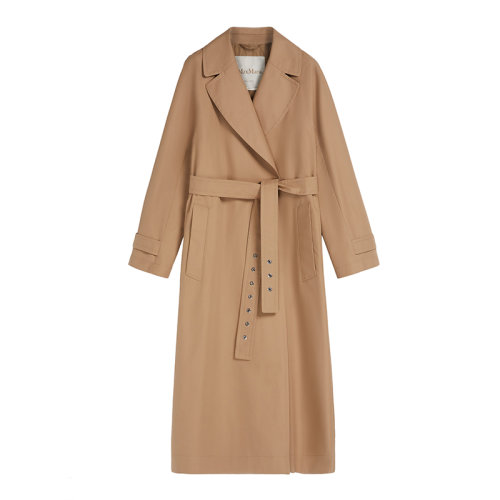 MaxMara/麥絲瑪拉 22年早春新款 ETRENCH系列 女士駝色純棉防水華達(dá)呢喇叭形剪裁風(fēng)衣夾克9021122706031