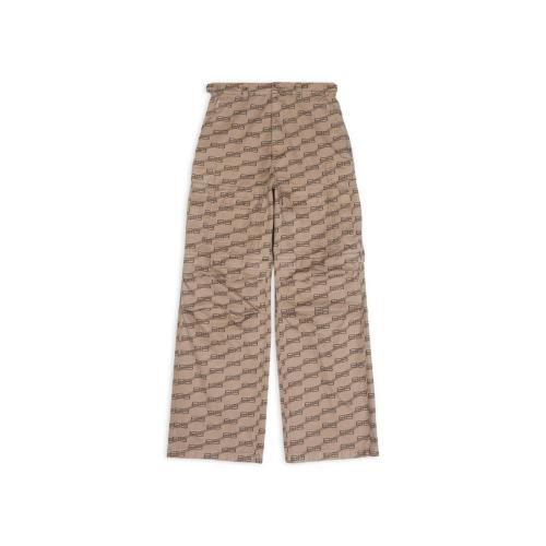  BALENCIAGA巴黎世家 22年秋冬 男士 休閑褲 Mens Bb Monogram Cargo Trousers in Beige 704423