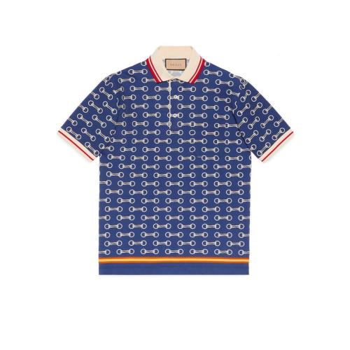  GUCCI古馳 22年秋冬 男士 馬銜扣印花棉質(zhì)Polo衫 717391 XJEWA 4580