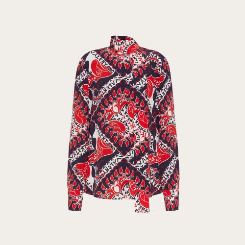  VALENTINO華倫天奴 22年秋冬 女士 長袖襯衫 CHEMISE EN CREPE DE CHINE a IMPRIMé ARCHIVE M