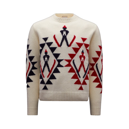 Moncler/蒙克萊 22年秋冬新款 男士本白色/紅色/藍(lán)色純羊毛點(diǎn)綴圖案毛衣H20919C00009M1241P04