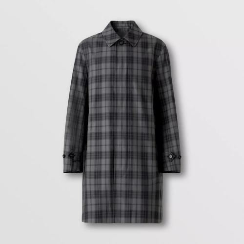  BURBERRY 22年秋冬 男士 反光格紋棉質(zhì)混紡輕便大衣 80613141